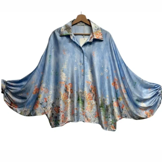 Ensemble bleu à imprimé floral