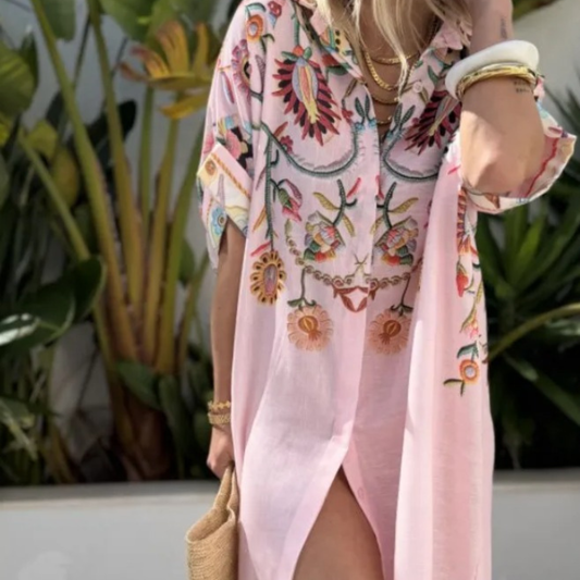 Robe chemise rose