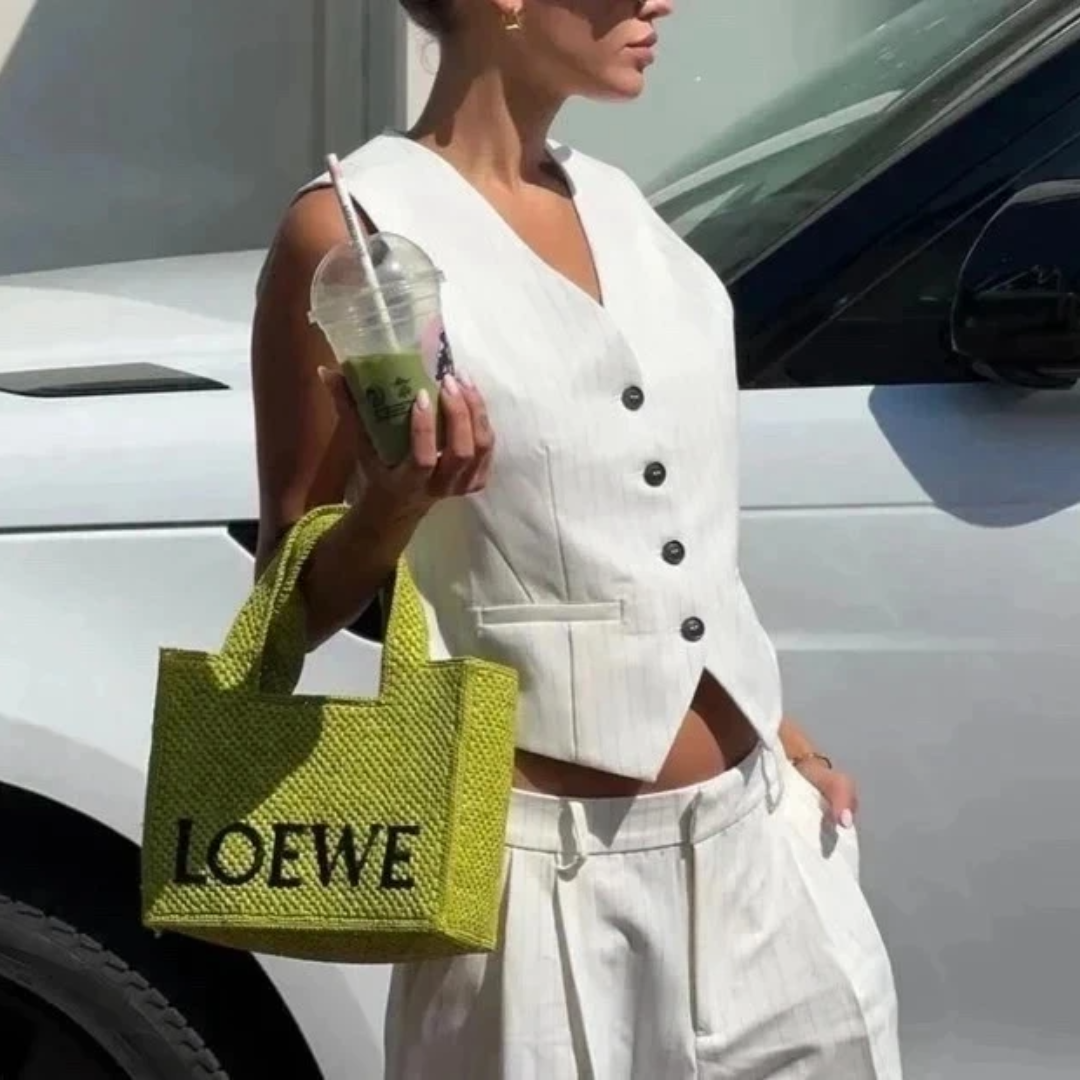 Cabas en Raphia Vert Loewe