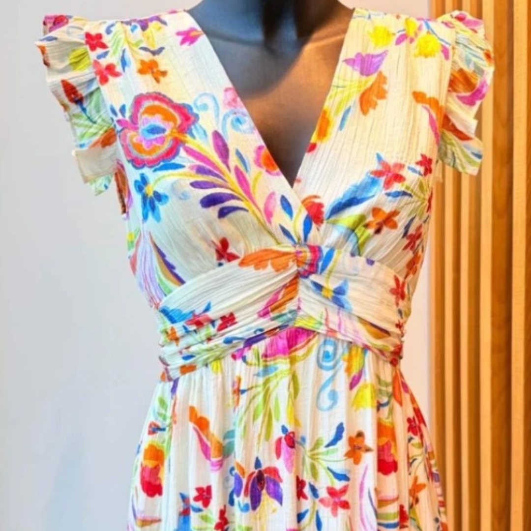 Robe rose pastel à imprimé floral