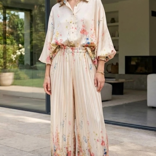 Ensemble beige à imprimé floral
