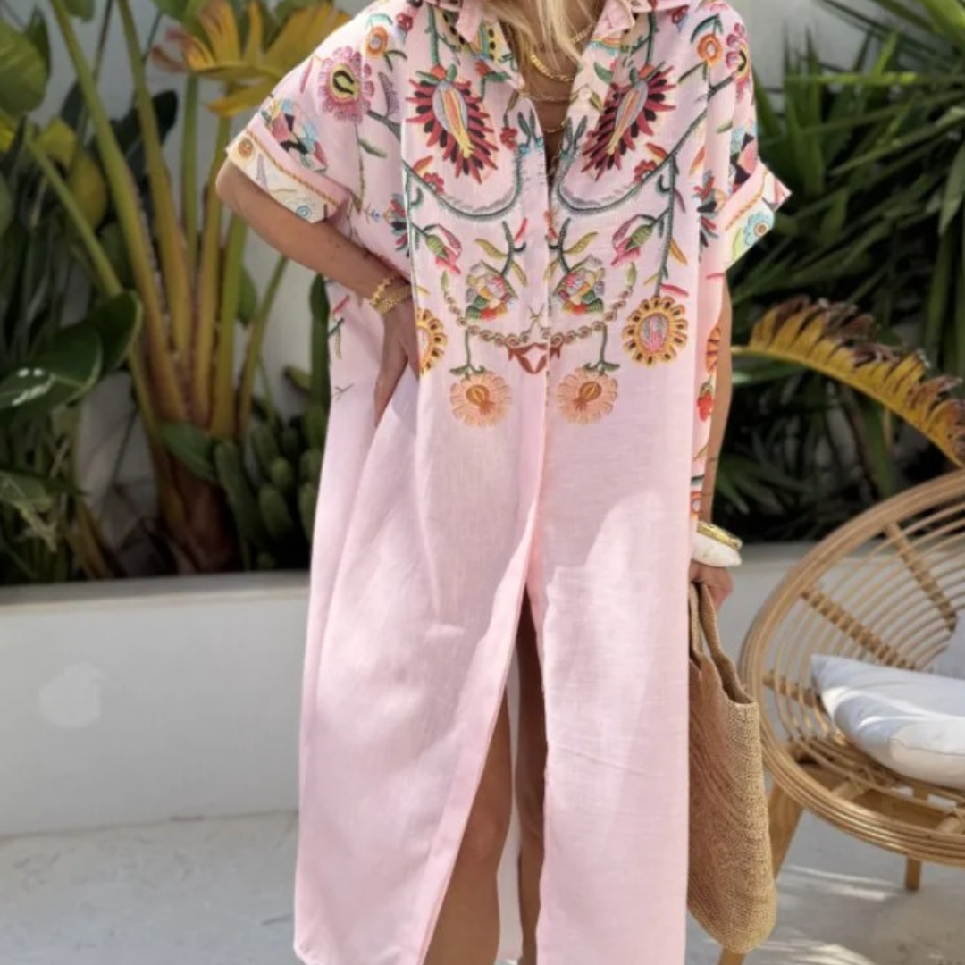 Robe chemise rose