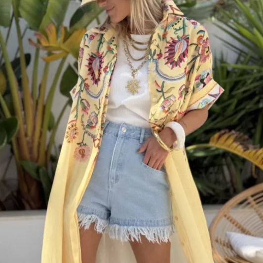 Robe chemise jaune