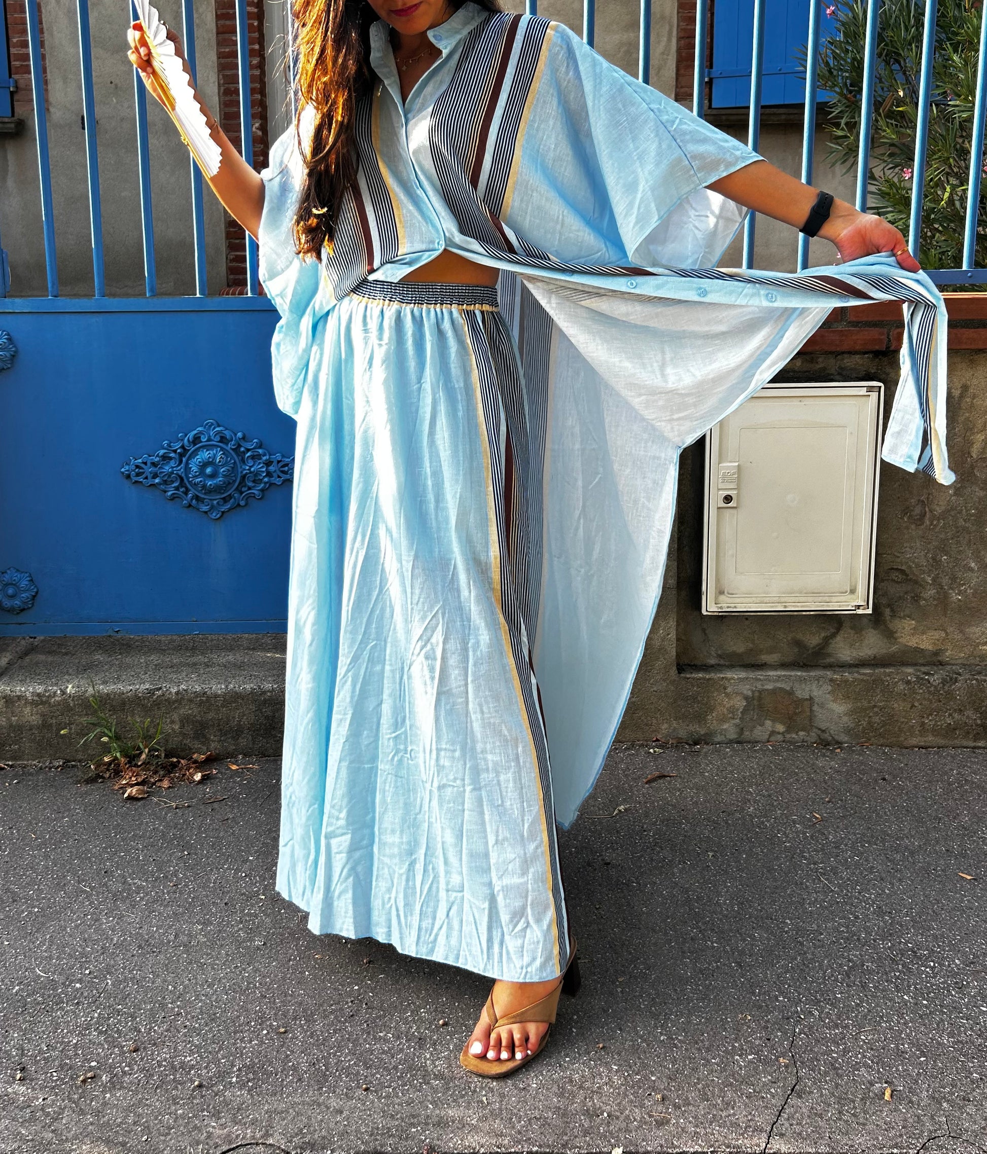 Ensemble Femme Chic 100% Coton Bleu ciel