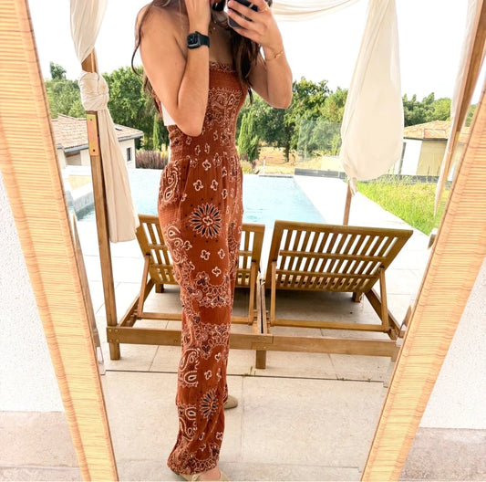 Combinaison coton bustier marron