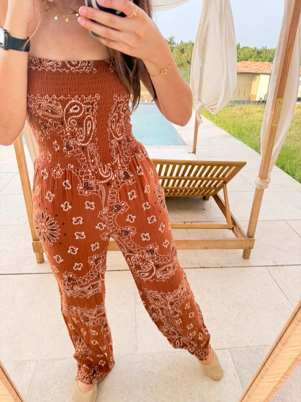 Combinaison coton bustier marron