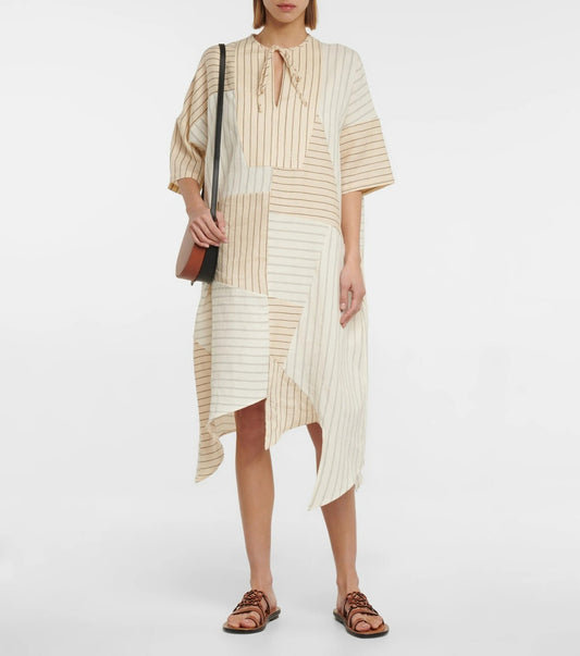 Robe midi patchwork asymétrique Loewe